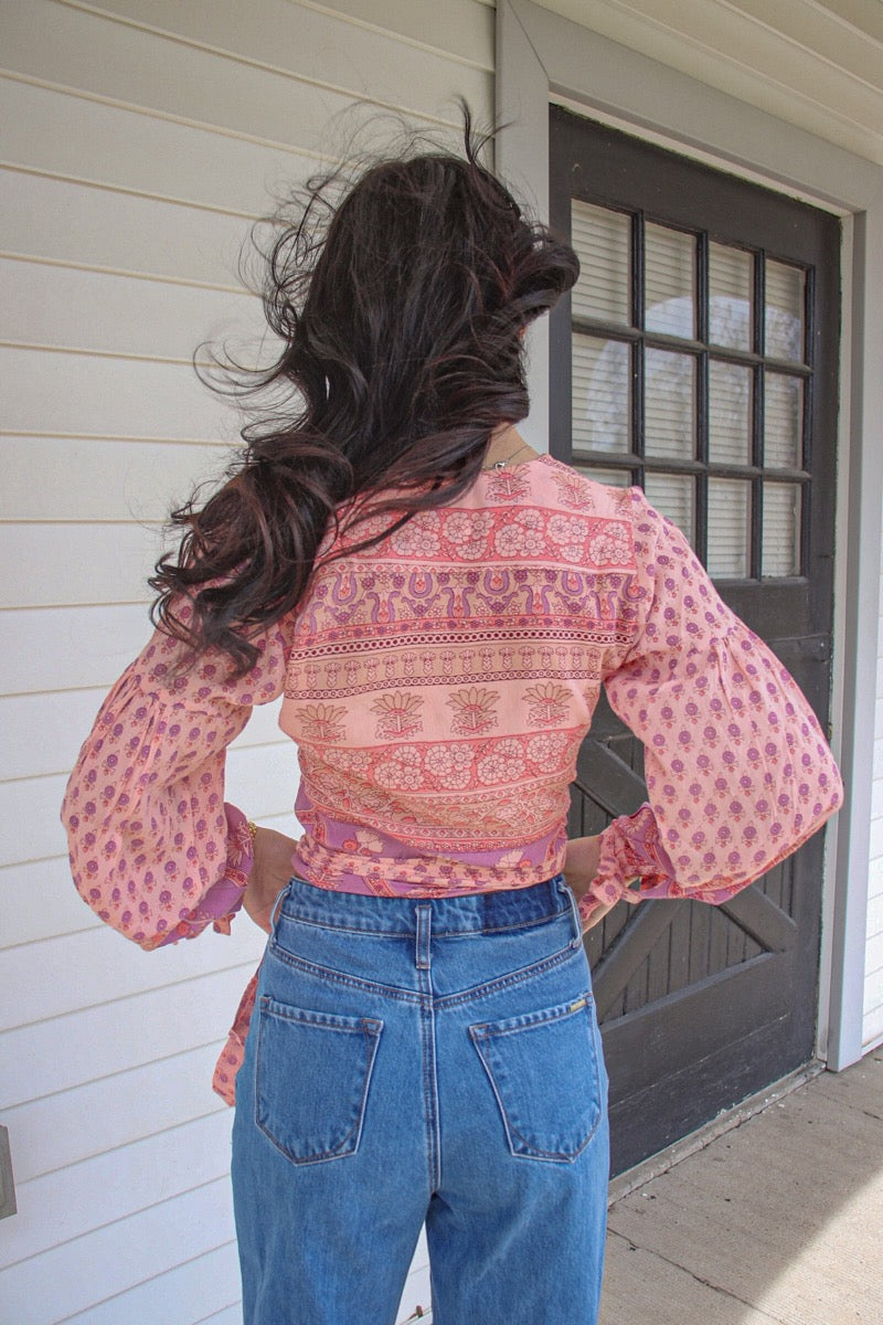Elina Wrap Top Pink